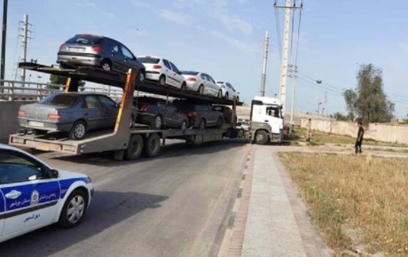 توقیف یک دستگاه تریلر با ۸ خودرو پلاک تهران