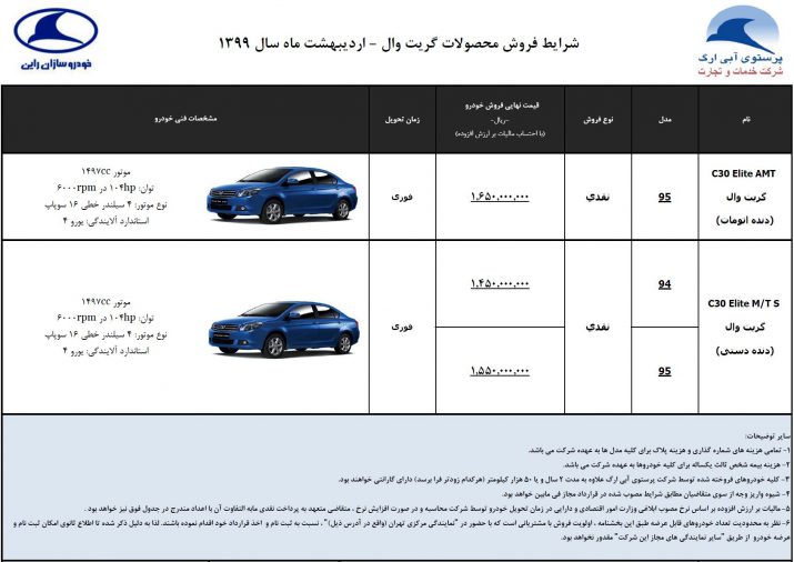 شرایط فروش گریت وال وولکس C30/ اردیبهشت 99