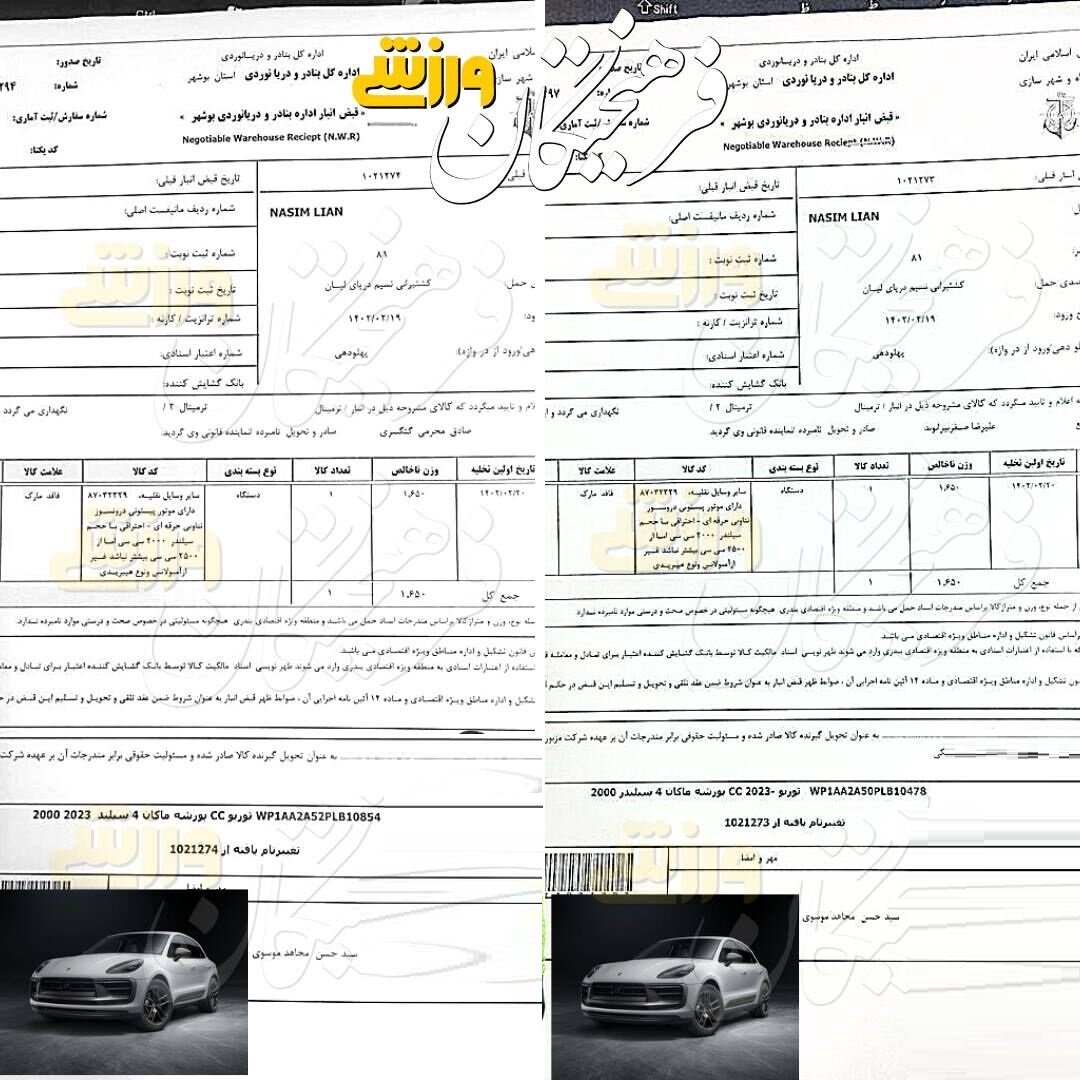 ورود خودروی لوکس علیرضا بیرانوند و صادق محرمی به ایران