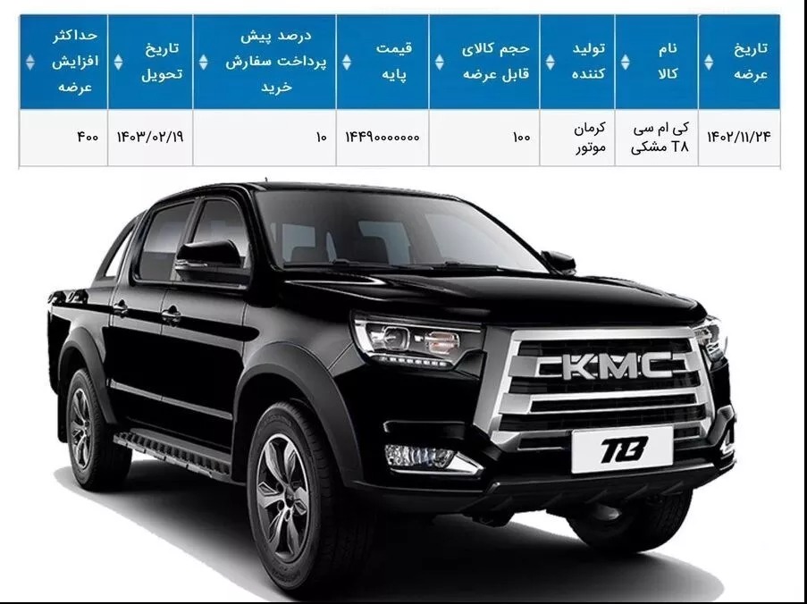 کی ام سی T8 در بورس کالا (قیمت و شرایط)