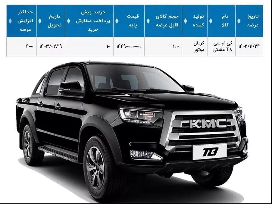 کی ام سی T8 در بورس کالا (قیمت و شرایط)