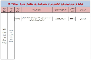 شرایط فروش تارا دستی V1P / مرداد 1404