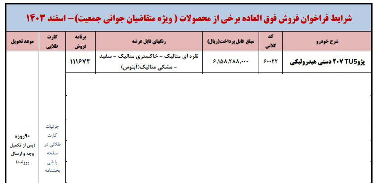 شرایط فروش پژو 207 / اسفند 1403