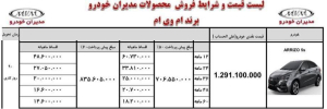 شرایط فروش آریزو 5 اسپرت / مرداد 1403