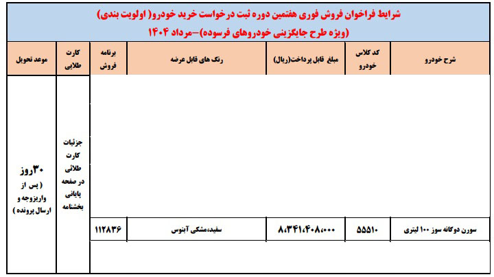 شرایط فروش سورن پلاس دوگانه سوز / مرداد 1404