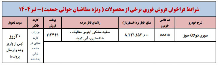 شرایط فروش سورن پلاس دوگانه سوز / تیر 1404