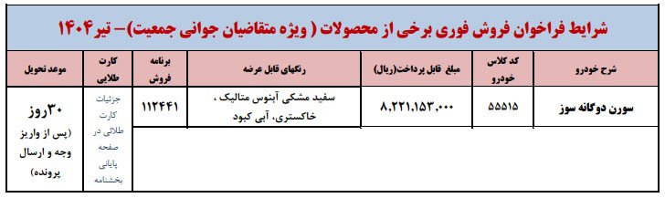شرایط فروش سورن پلاس دوگانه سوز / تیر 1404