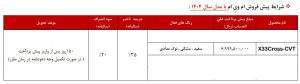 شرایط فروش ام وی ام X33 کراس / مهر 1404