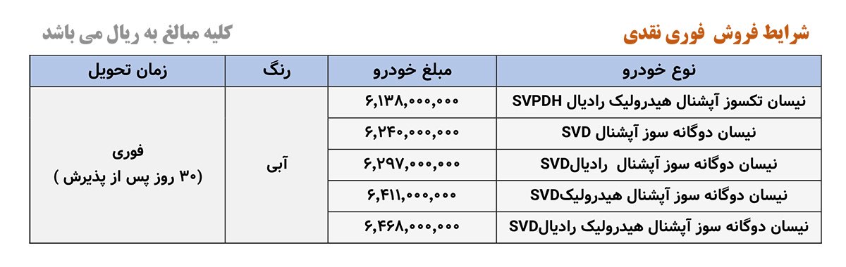 شرایط فروش وانت نیسان زامیاد / آذر 1403