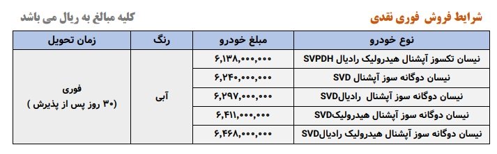 شرایط فروش وانت نیسان زامیاد / آذر 1403