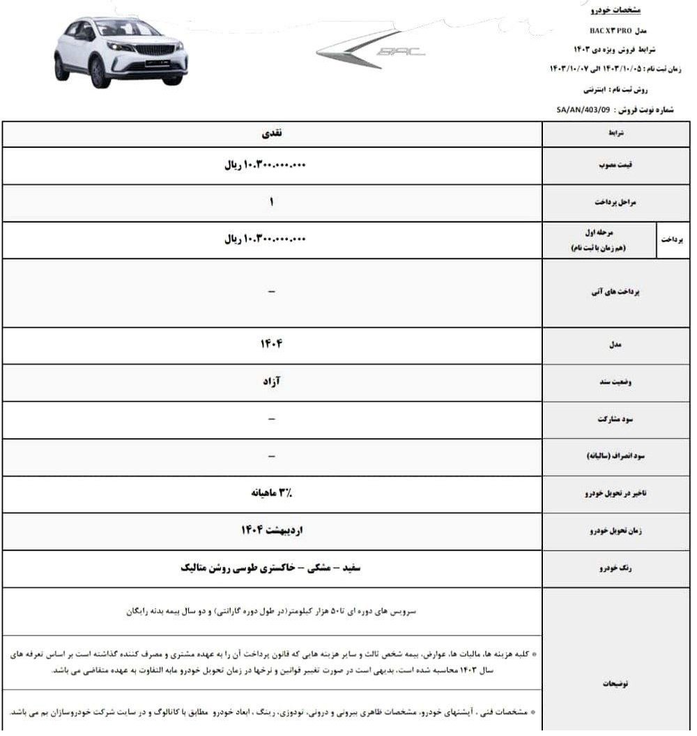 شرایط فروش بک X3 پرو / دی 1403