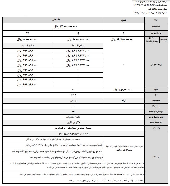 شرایط فروش جک EJ7 پلاس / بهمن 1403