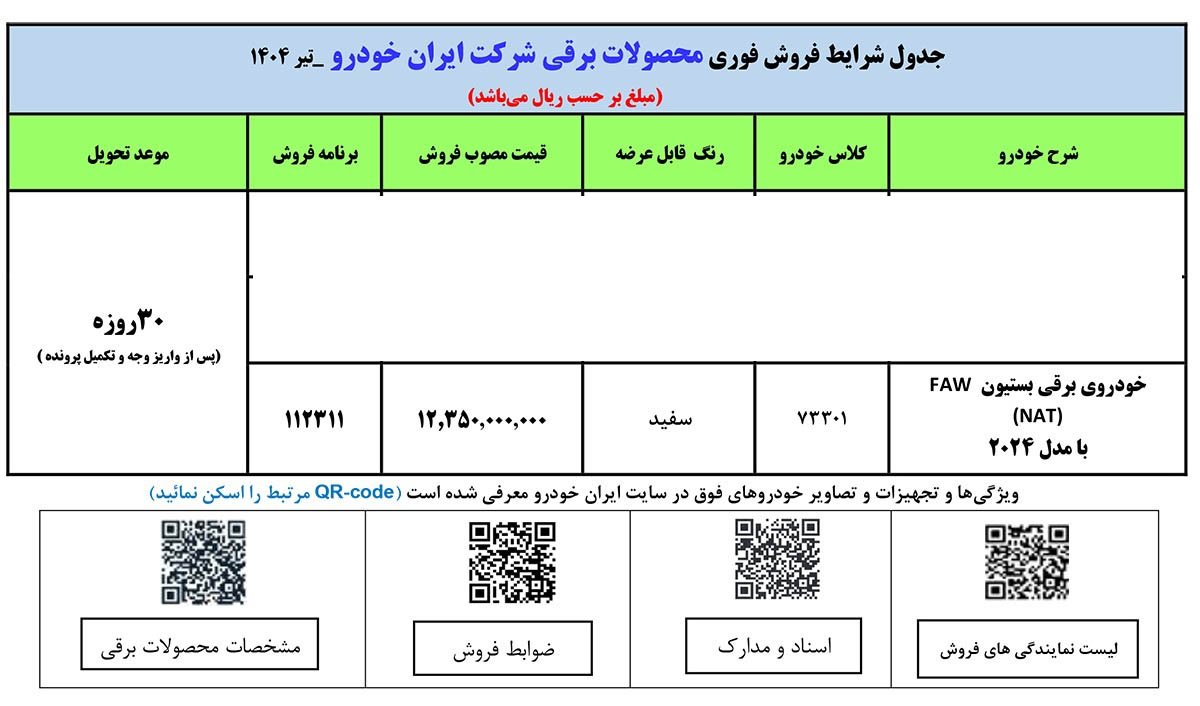 شرایط فروش بستیون NAT / تیر 1404