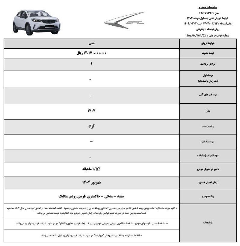 شرایط فروش بک X3 پرو / خرداد 1404