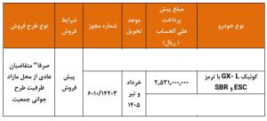 شرایط فروش کوییک GX L / مهر 1404