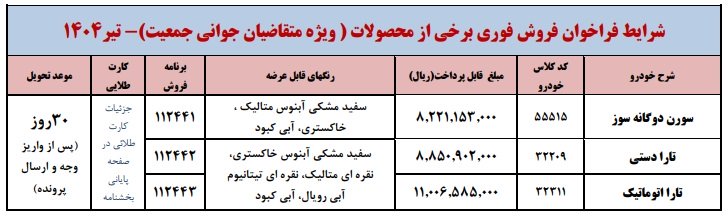 فروش فوری ایران خودرو حمایت از خانواده و جوانی جمعیت / تیر 1404