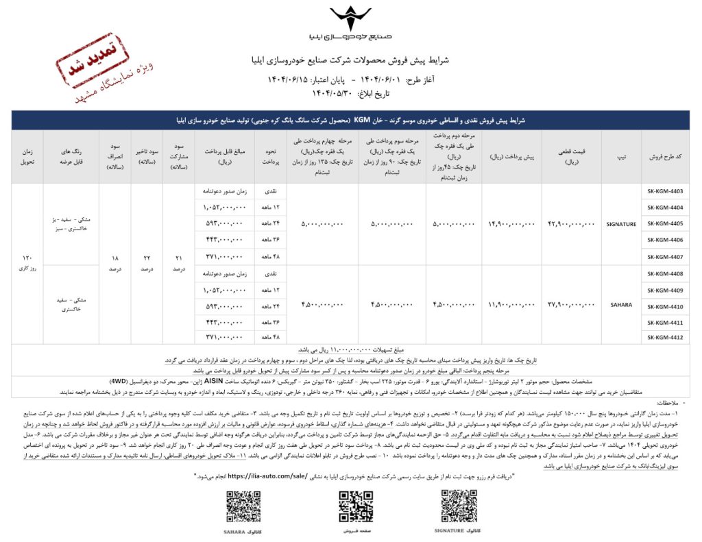 شرایط فروش موسو گرند خان / شهریور 1404