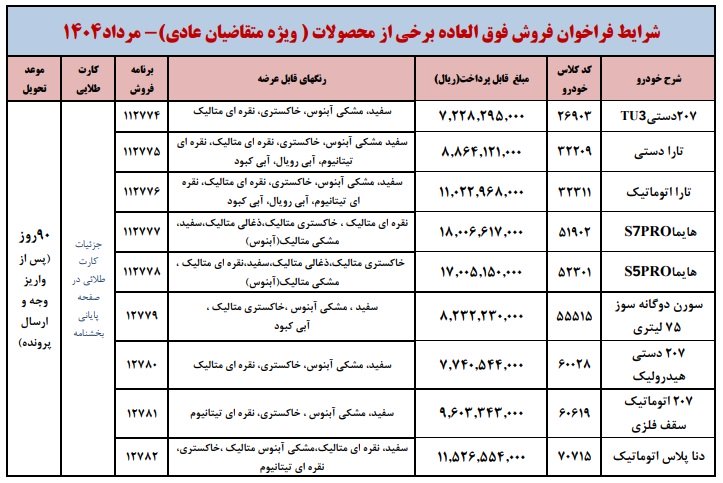 فروش فوری ایران خودرو / مرداد 1404