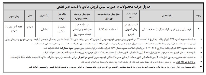 شرایط فروش محصولات بهمن موتور / مهر 1404