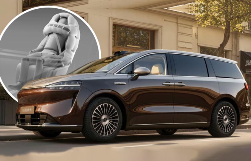 لوکسید V9؛ اولین مینی‌ ون تولید انبوه جهان با ایربگ کلاه‌ مانند داخل صندلی